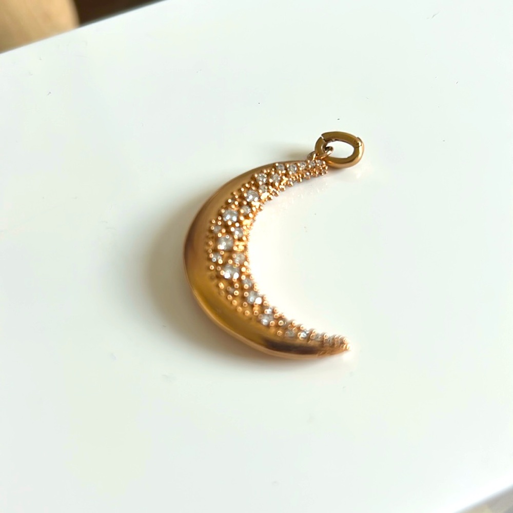 Large Crescent Moon Rose Gold Charm.